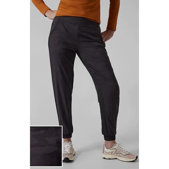 Athleta Brooklyn Lined Jogger Camo Lux Black Pant Women's 4 Lounge Walk Cooler - Picture 1 of 11